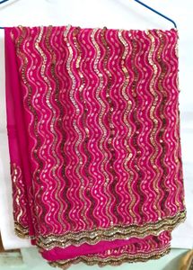 Pink Sequin Party Saree