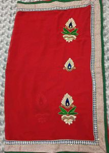 Red Embroidered Dupatta