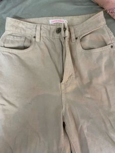 Beige Wide Leg Pants