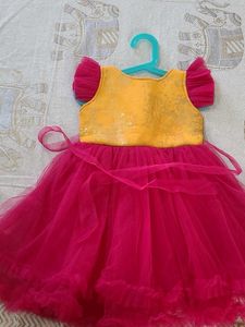 Pink party wear frock