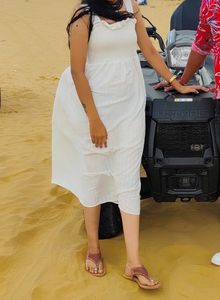 Stylish White Knee Length Dress For Women’s/Girls