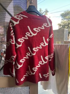 Love Print Knit Sweater