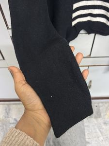 Black &amp; White Striped Cropped Sweater