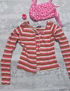 Pink tank top with shrug