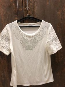 White Sequence Neck