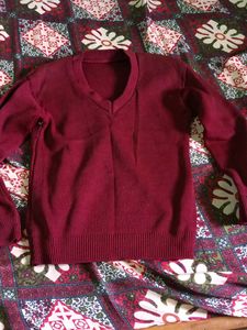 Burgundy V-Neck Sweater