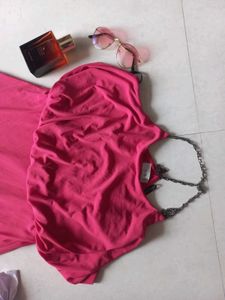 Pink Maxi Dress with Chain Straps