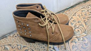 Brown Ankle Boots with Rhinestones - Size 6