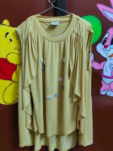 Yellow Sleeveless Embellished Top