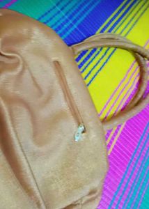 Brown Faux Leather Satchel Bag