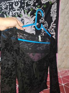 Newme black mesh top