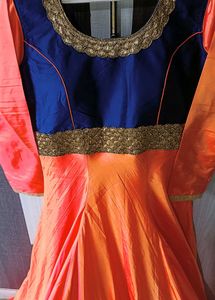 Heavy Embroidered Mulberry Silk Full Flared Gown