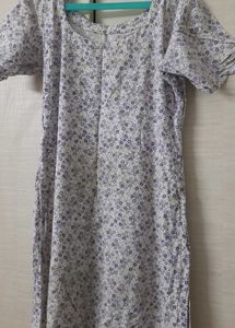 Kurta-,red ,white base with blue flowers
