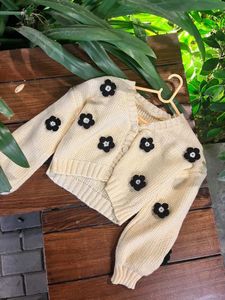 Floral Applique Daisy Cardigan