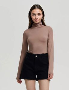 Elegant Taupe Turtleneck Bodysuit