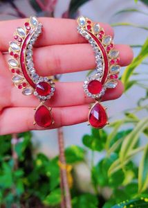 Red & Gold Statement Earrings