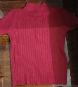Red Mock-Neck Top