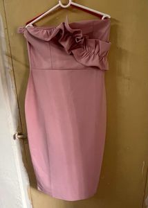 Girls on film Halcyon Dusky pink dress Strapless