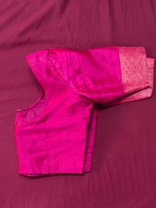 Pink Banarasi Silk Saree with Blouse