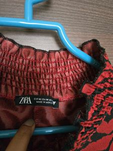 Zara Red &amp; Black Animal Print Dress
