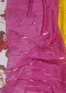 Beautiful Yellow With Dark Pink Pallu&amp;blouse