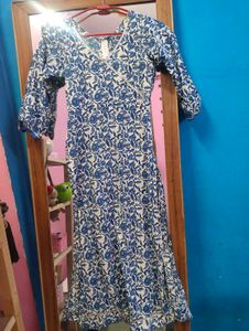 Blue Floral Angrakha Kurti