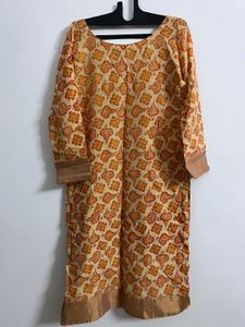 Floral Print Kurta, long and straight