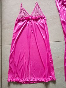 Pink Satin Lingerie Set