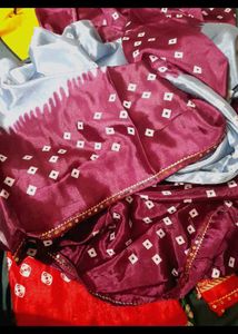 (new)chunari print satin silk saree