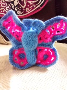 Handmade Crochet Butterfly Basket.