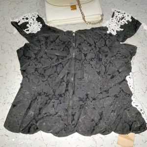 Elegant Black Lace Off-Shoulder Top