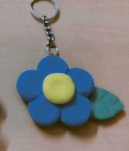 handmade Blue Flower and cute dog Keychain🌷