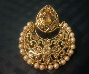 Kundan Pearl Chandbali Golden Earrings