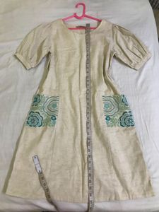 Beige in Colour Dress Size M