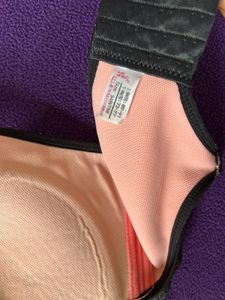Peach &amp; Black Lace Bra
