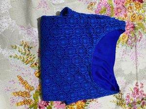 Very Beautiful,pretty Flower Netted Blue Colourtop