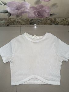 White Ribbed Crop Top