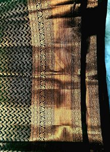 Dark Green Saree With Copper Zari