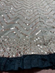 Shimmering Teal Sequin Lehenga Choli Set