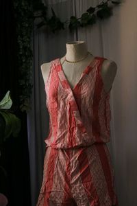 Coral Striped Romper