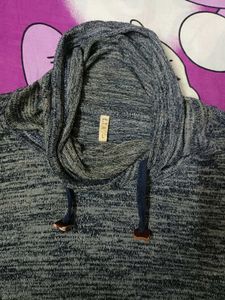 Men’s Heathered Navy Cowl Neck Pullover by E.T.A