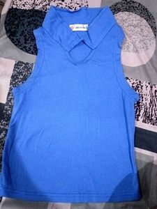 Blue Ribbed Tank Top