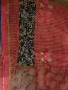 Net Pallu With Gotta Work Peach Color Sarri