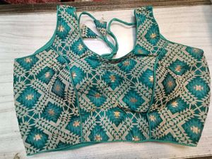 Embroidered Teal Blouse