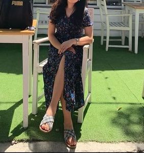 Floral Midi Dress with Slit