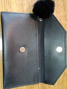 🆕NEW Cute Black Wallet with Pom-Pom
