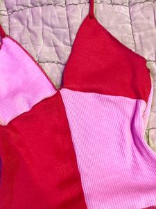 Pink Patchwork Halter Top