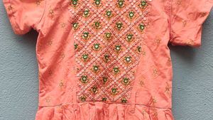 Peach Embroidered Dress