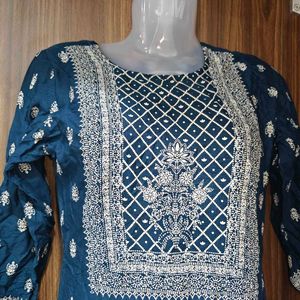 Blue Embroidered Kurta