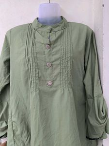 Olive Green Button-Up Top